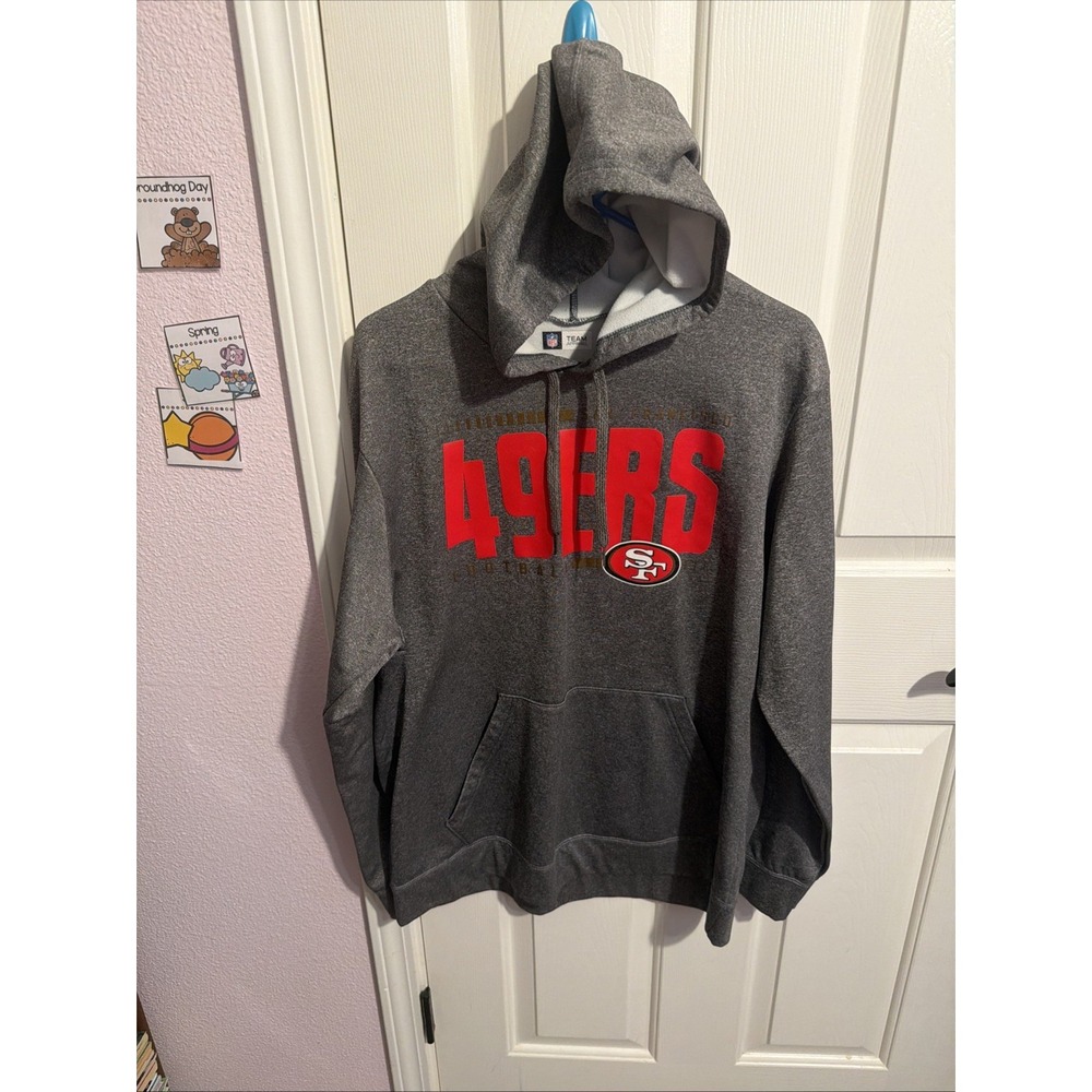 San Francisco 49ers Men Hoodie Lg Gray NFL Team Apparel Long Sleeve # Go9ers New